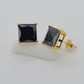 Sterling Silver Black CZ Stud Earrings - Princess or Round
