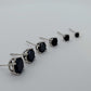 Sterling Silver Black CZ Stud Earrings - Princess or Round