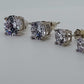 Sterling Silver White CZ Stud Earrings - Princess or Round